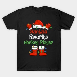 Santa's Favorite Hockey Player Funny Christmas Pajamas T-Shirt